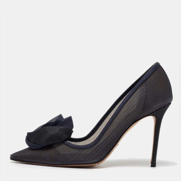 Dior Navy Blue Mesh And Satin Trim Rosette Pointed Toe Pumps Size 39,New Products : American Fashion Style Bags On Sale